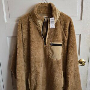 NWT Todd Snyder Italian Recycled Fleece Half-Zip Mockneck Jacket in Desert Beige